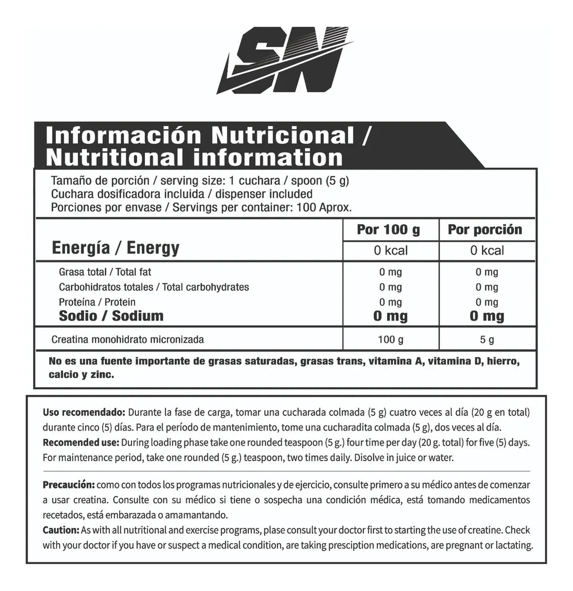 Creatina Ultra Pure Iron Nutrition 100 servicios